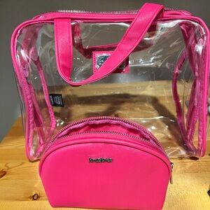 Bebe Hot Pink Transparent Bag and Pouch Set